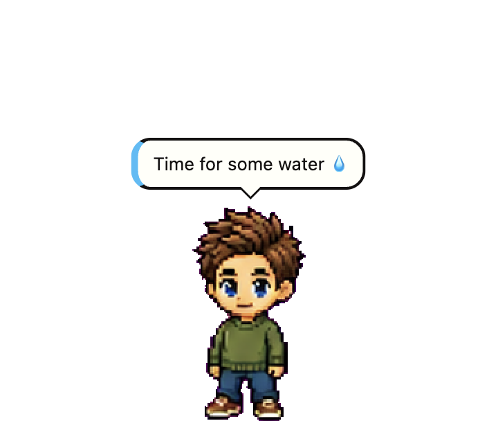 The pet placed mid-screen rather than along the bottom
